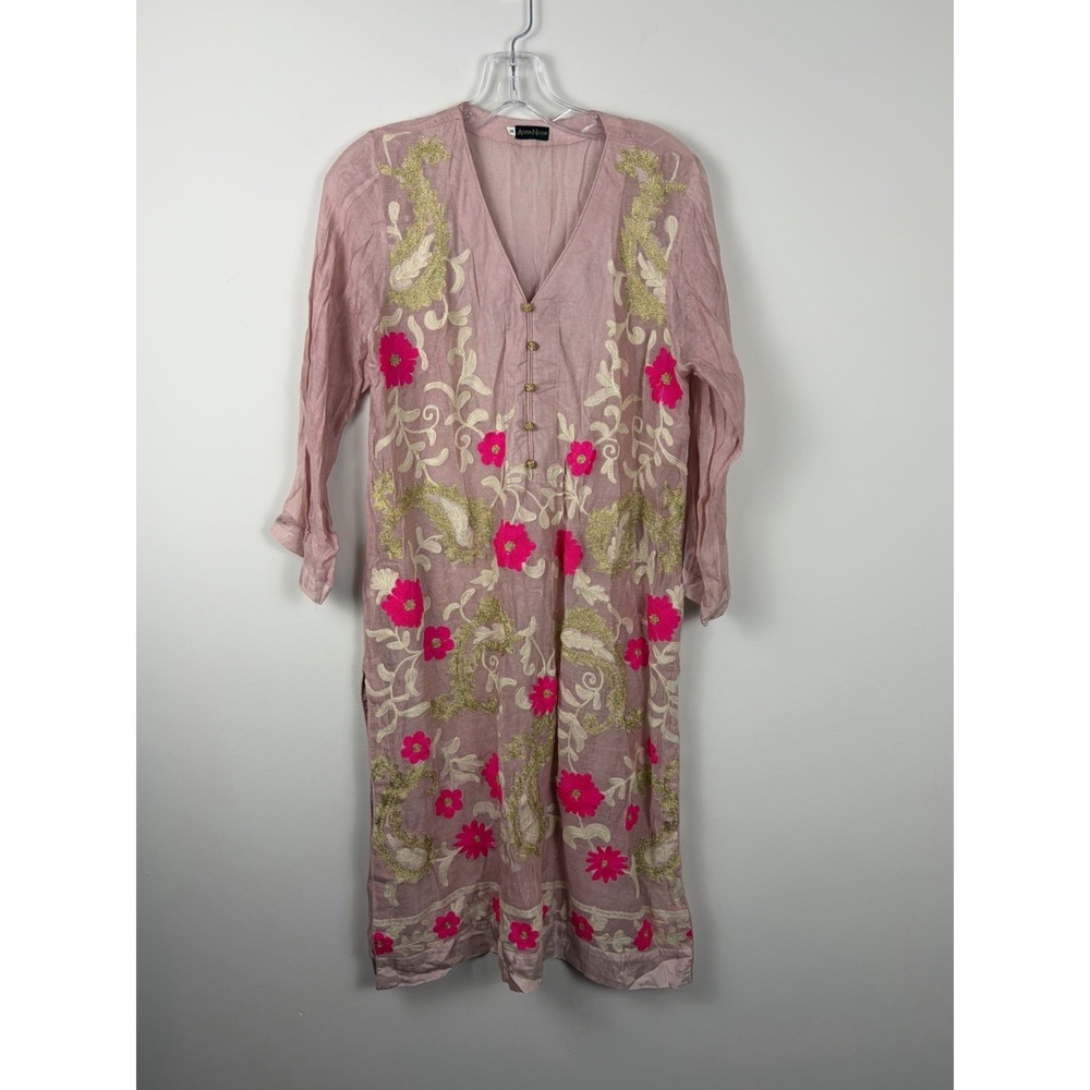 Agha Noor Original Cotton Kurta ONLY, Size Medium Pink Embroidery Rhinestone